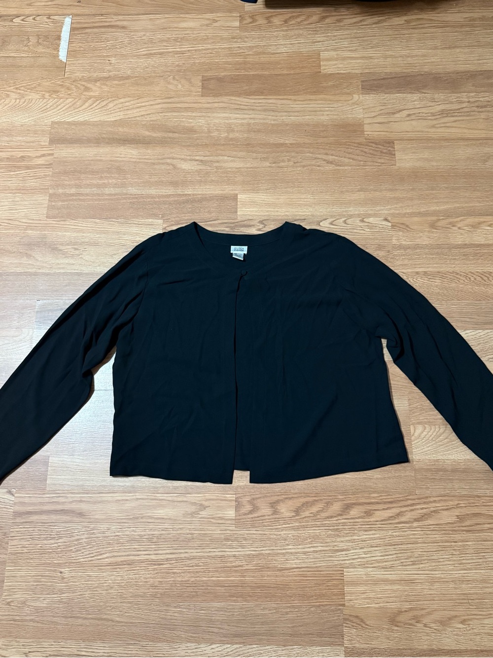 Eileen Fisher Black Open-Front Long Sleeve Top